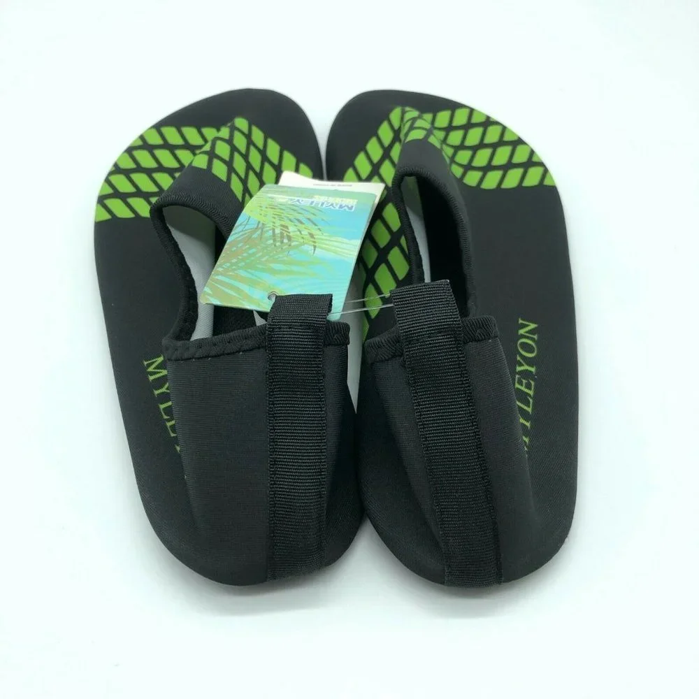 Myleyon Boys Water Shoes Slip On Fabric Geometric Black Green 36/37 US 2/3